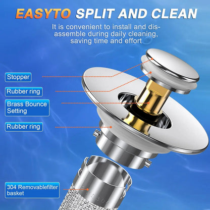 🔩Stainless Steel Anti-Odor Bathroom Sink Stopper