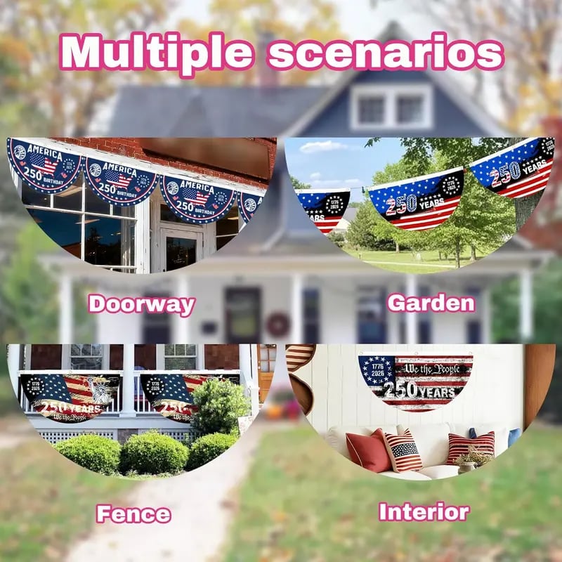 🔥Hot Sale 49% off🌟🦅 America 250th Birthday Semicircular Independence Day Porch Decor Flag