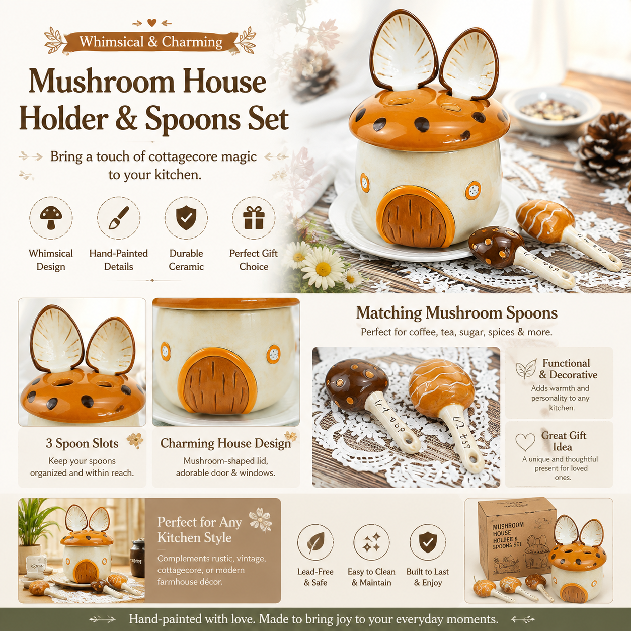 🍄 Enchanted Mushroom Ceramic Measuring Set