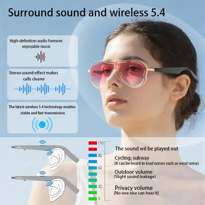 🕶️🎵Smart Bluetooth 5.4 Sunglasses with Open-Ear Audio Blue Light Blocking UV Protection Waterproof