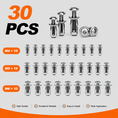 🔧30/60/120Pcs Heavy-duty carbon steel button rivet lock nut set