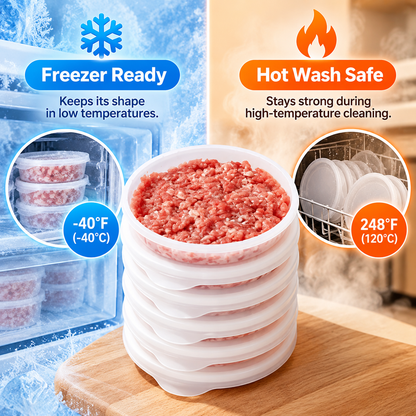 🥩Burger Patty Press and Freezer Container Set – Versatile & Convenient – 10-Piece Burger Patty Mold Set