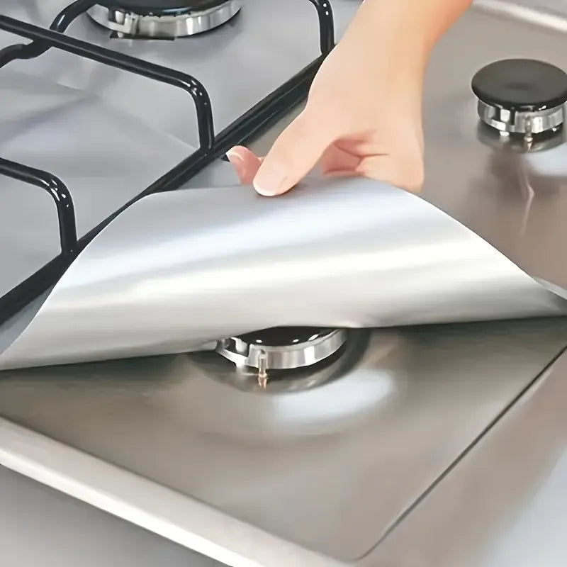 4-Pack Reusable Gas Stove Burner Liners | Non-Stick & Heat-Resistant Protectors 🍳✨