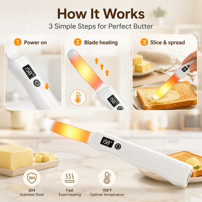 Rechargeable heated butter knife