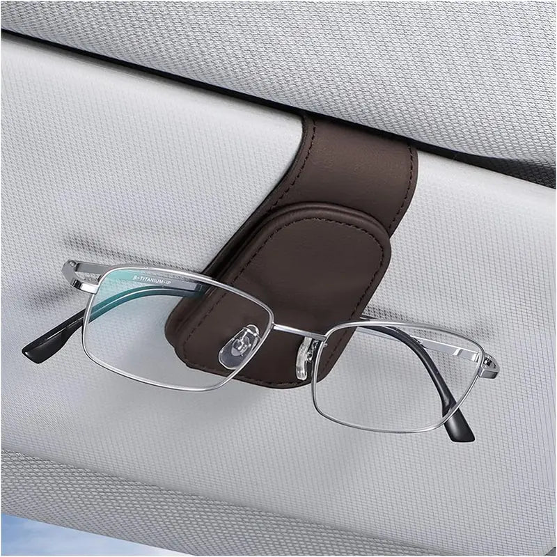 🧲Magnetic Leather Car Visor Glasses Clip – Universal Car Interior Accessory