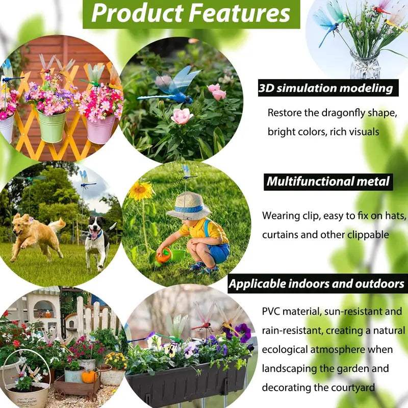 Creative Mixed-Color Artificial Dragonfly Decorative Clips for Lawns and Gardens