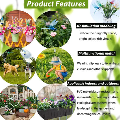 Creative Mixed-Color Artificial Dragonfly Decorative Clips for Lawns and Gardens