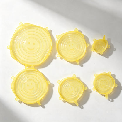Multifunctional Silicone Food-Grade Smiley Face Lid 6Pcs