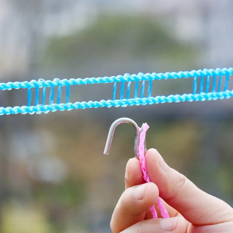 👕🧺 3-piece Retractable Washing Line Rope Windproof Clotheslines Set