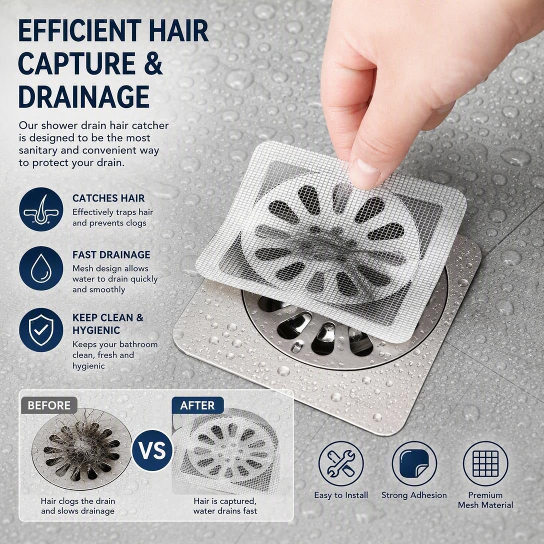 50PCS PackDisposable Shower Drain Hair Catcher