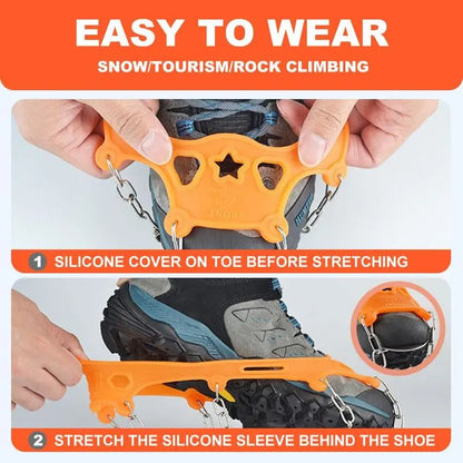👟🏔️Lightweight, Non-Slip Snow Traction Cleats – Suitable for Walking, Daily Commuting, and Hiking