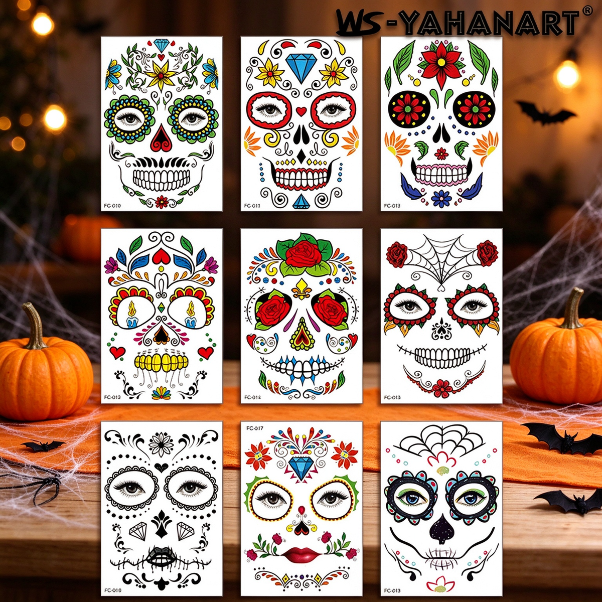 Skull Temporary Face Tattoos