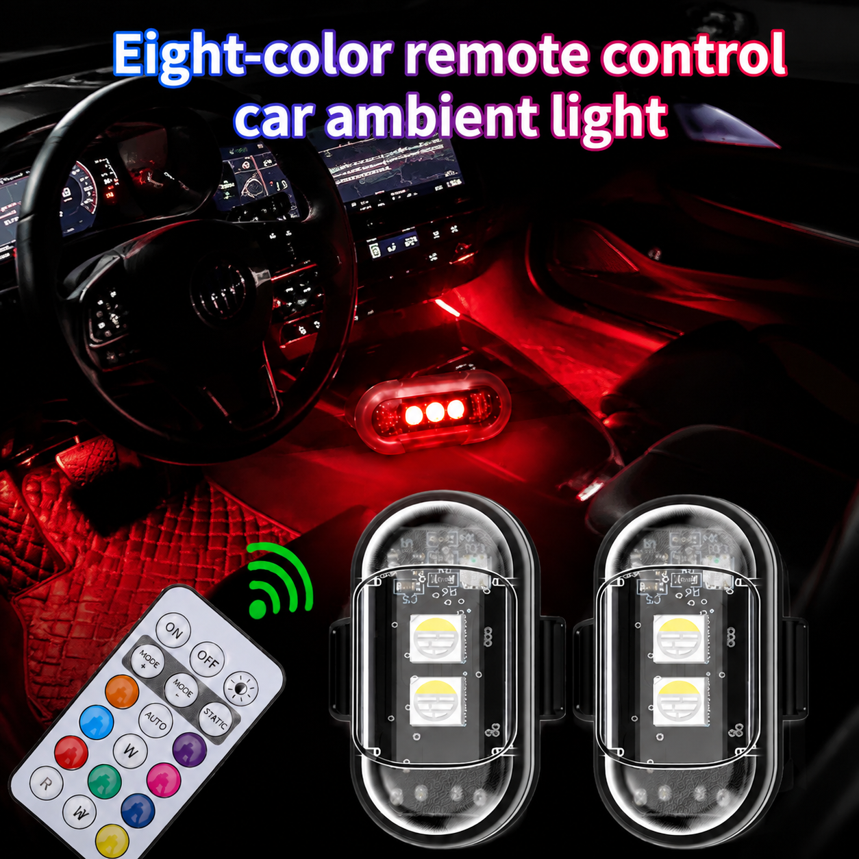🚨Eight-color remote control car ambient light