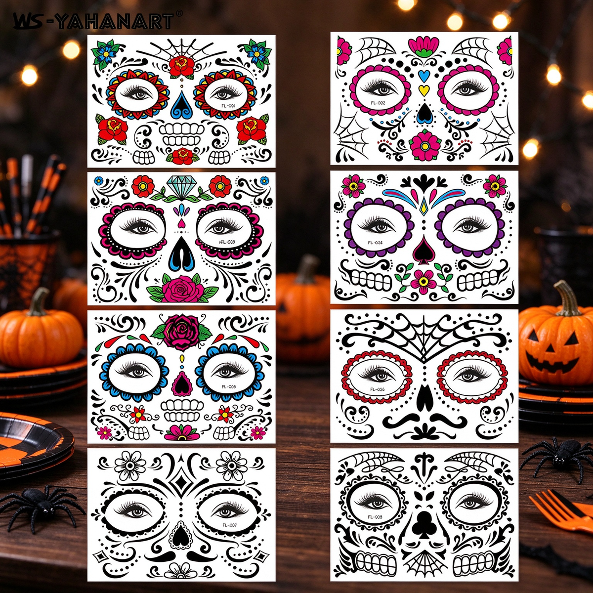 Skull Temporary Face Tattoos