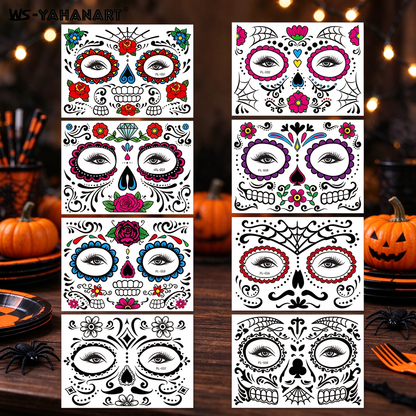 Skull Temporary Face Tattoos