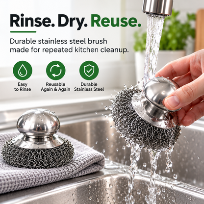 Stainless Steel Kitchen Pot Brush 2 Pcs
