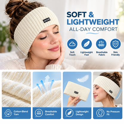 ☁️Women's Soft Knit Fringe Headband Accessory - Knotted Zig Zag Grip, Sweat-Lock Hold