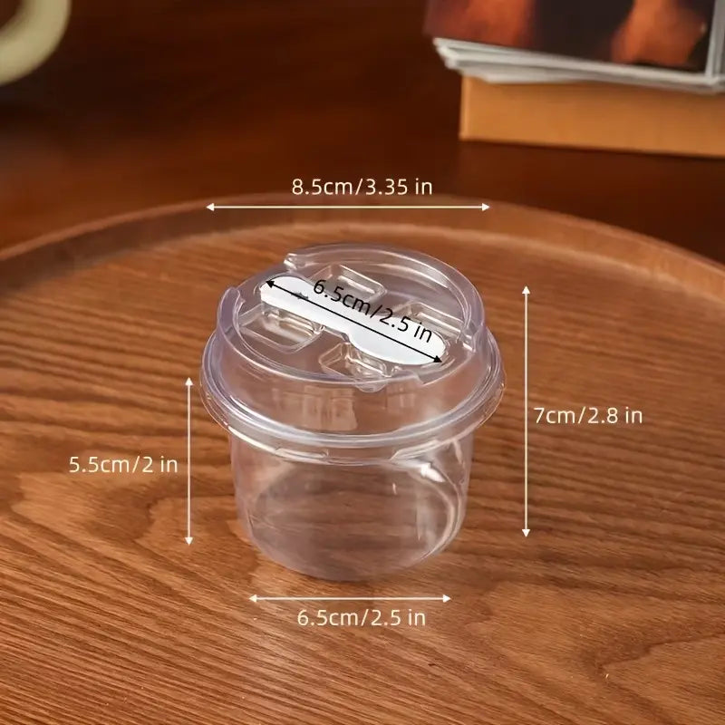 🧩10-piece set Round transparent plastic lid packaging box with spoon