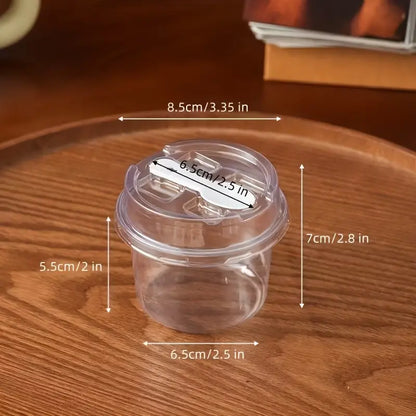 🧩10-piece set Round transparent plastic lid packaging box with spoon