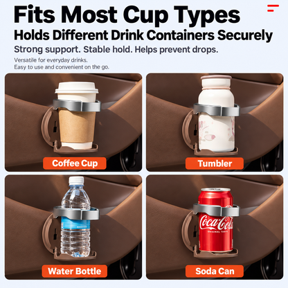 🥤Universal Foldable Car Cup Holder with Hooks - Suitable for Bottles, Coffee Cups, and Glasses