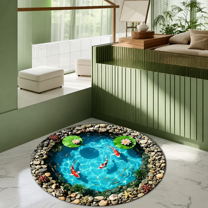 🐠Koi and lotus pond pattern plush carpet