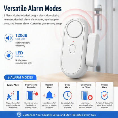 Easy Install Adhesive Door Window Alarms Home Security System
