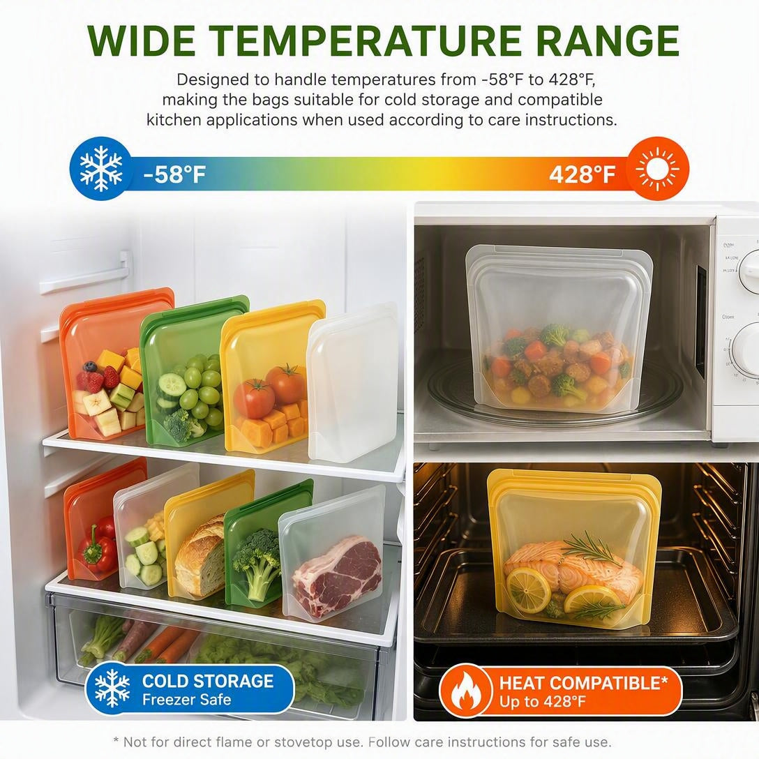 Food-Grade Reusable Silicone Kitchen Sealing Bags