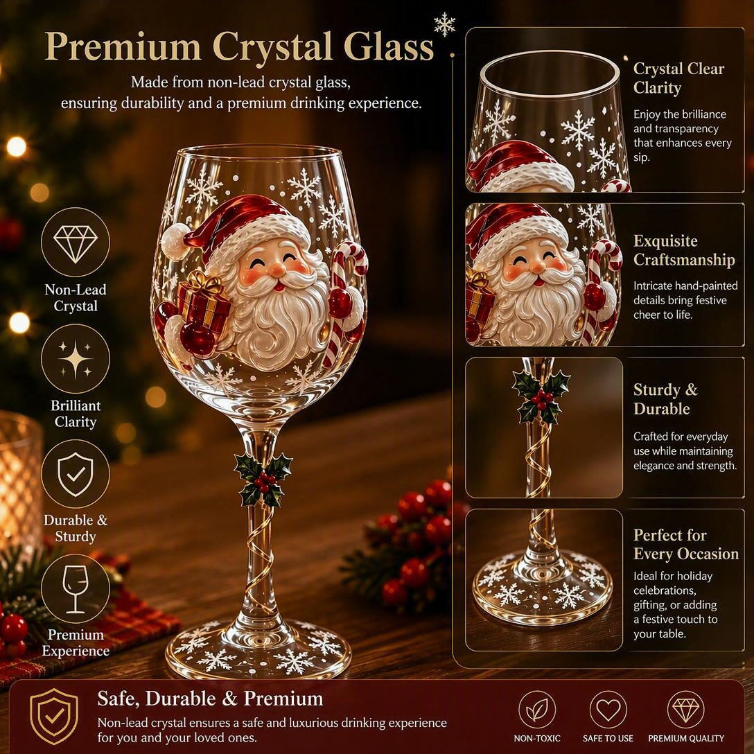 Christmas Art Glass Goblet