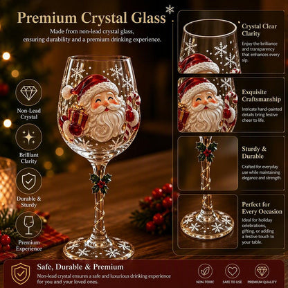 Christmas Art Glass Goblet