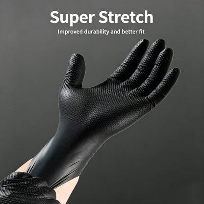 High Quality Thickened Wear Resistant Patterned Nitrile Gloves