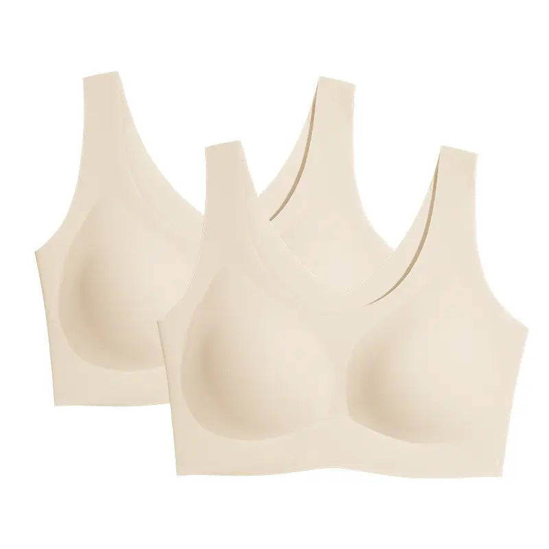 Seamless Wireless Bralette – Wide Comfort Straps, Breathable Lightweight Nude Bra, Smart Size Stretchy Fit