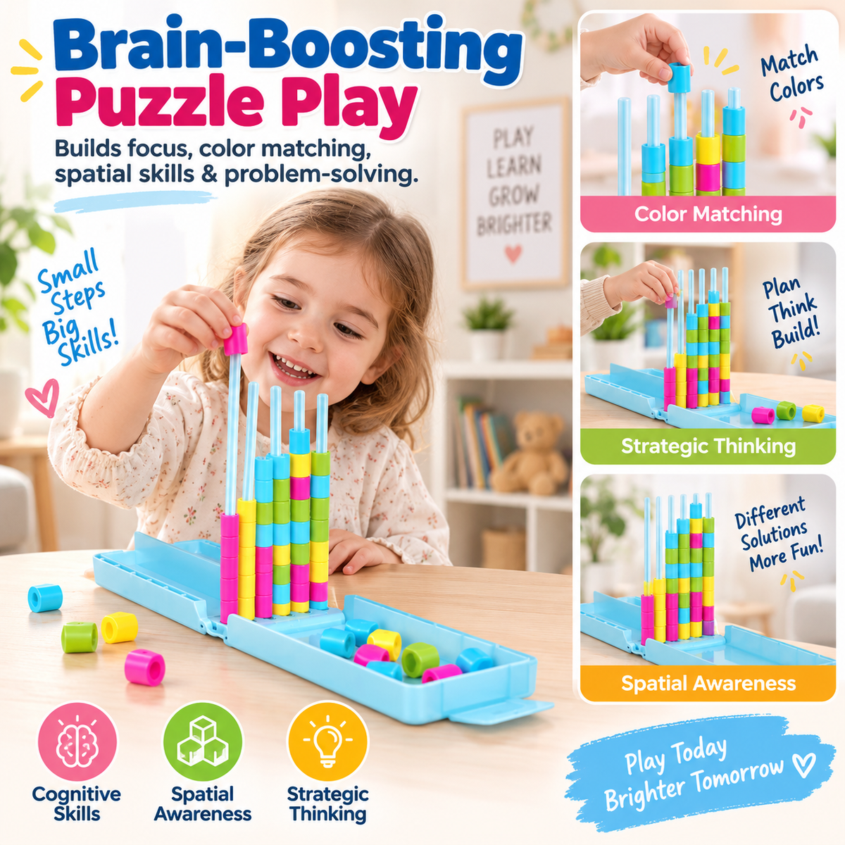🧠Travel Edition Game - Includes 1 travel storage box and 40 rings