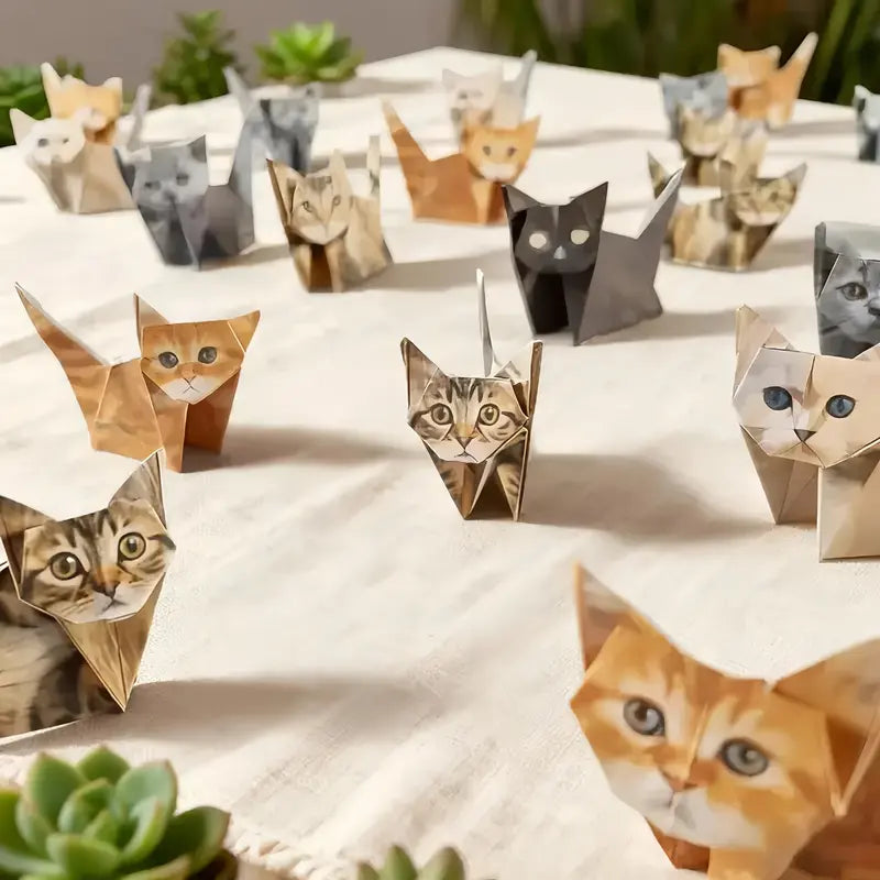 🐱✂️New DIY Paper Cat Origami Animal Set (50 Pcs)