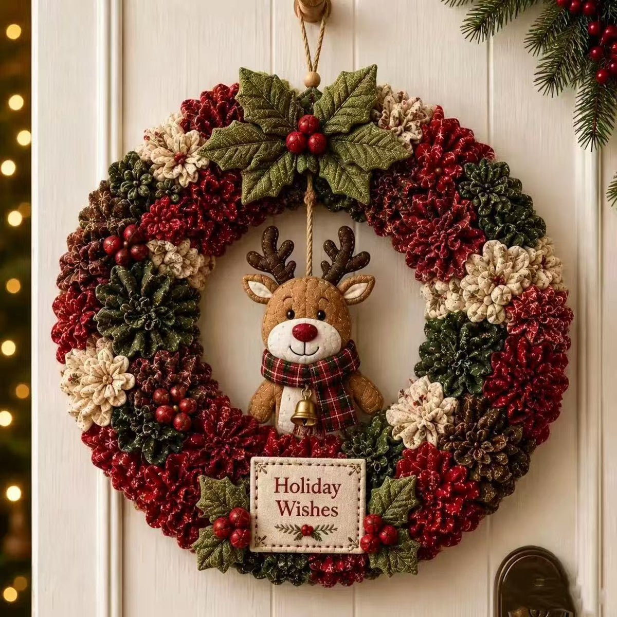 3D Fabric Stamped Wreath DIY Set, Adult Christmas Wreath Craft Set