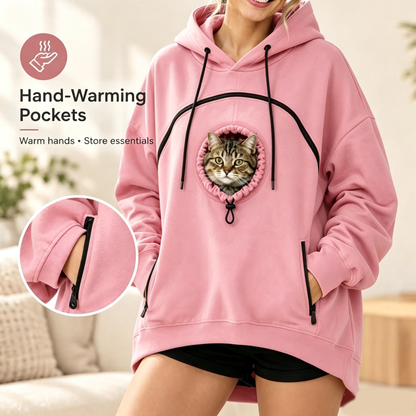 🐱Unisex pet hoodie with a cat-carrying pouch and hand-warming pockets