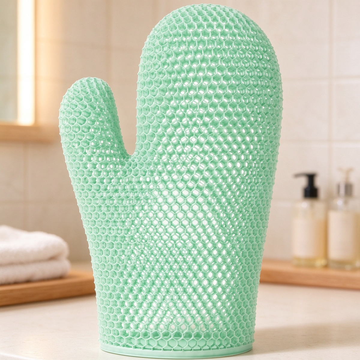 🚿Honeycomb mesh shower scrub gloves