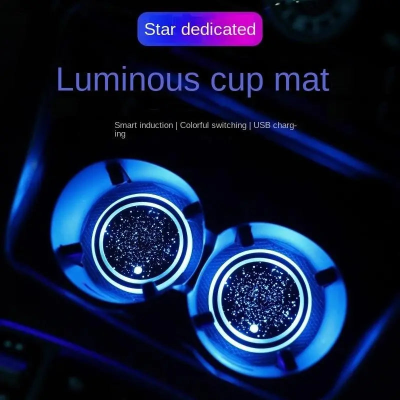 🔋7 Colors Luminous Car Atmosphere Cup Holder Pads