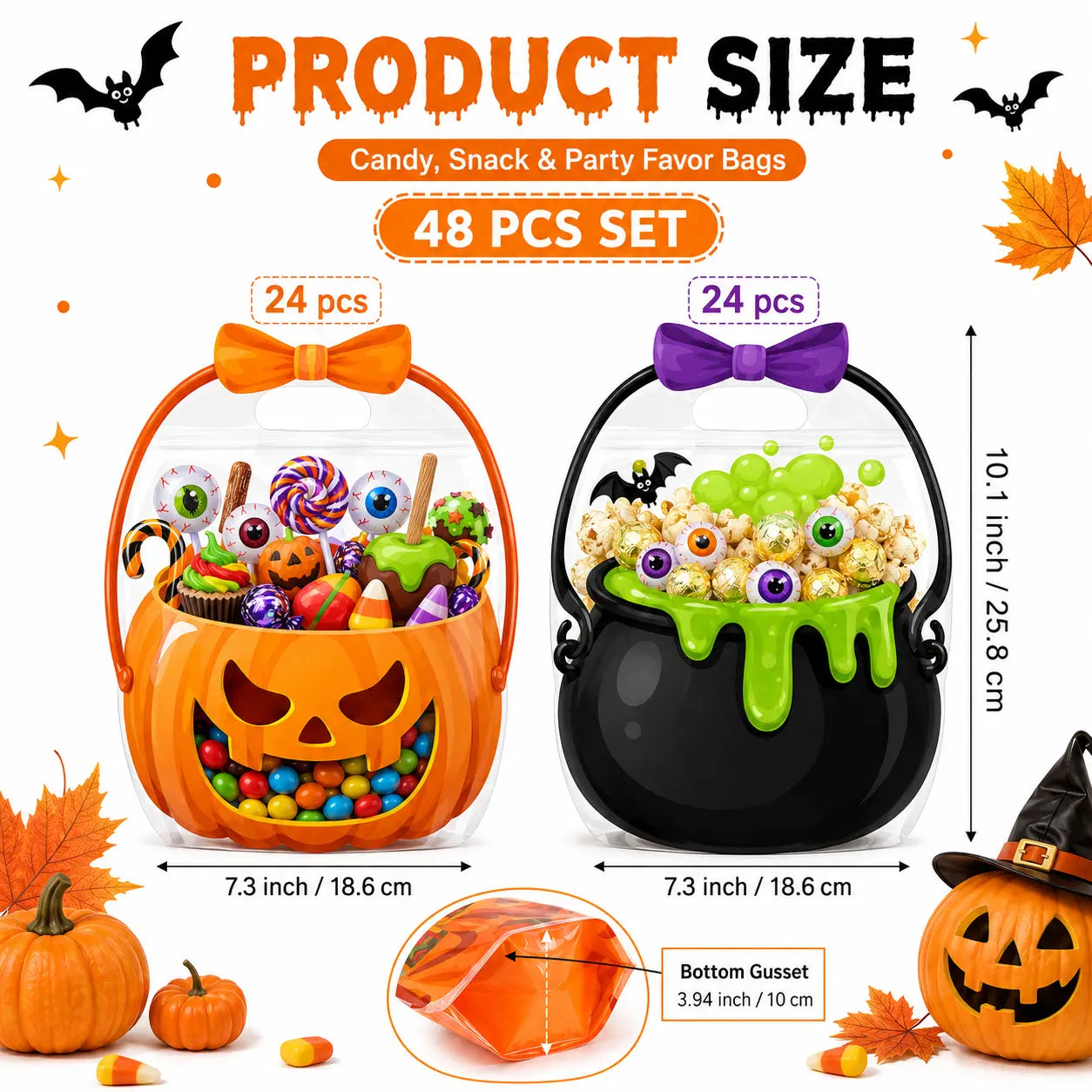 🎃 Halloween Goodie Bags with Handles | Clear Candy & Treat Bags 👻🍬