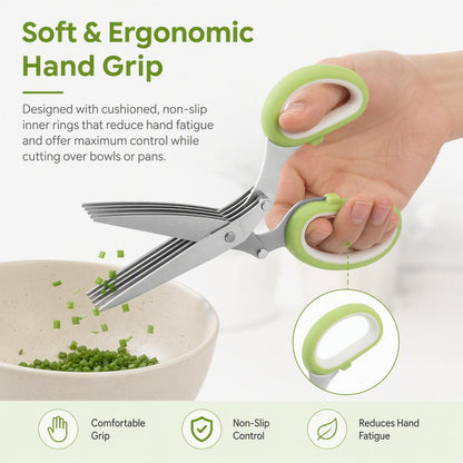 ✂️5-Blade Stainless Steel Herb &amp; Scallion Scissors
