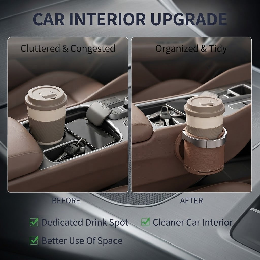 Universal Foldable Car Cup Holder with Hook