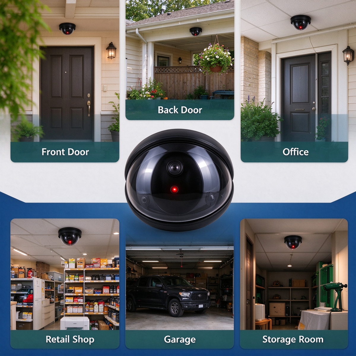 Fake Dome Security Camera with Red LED