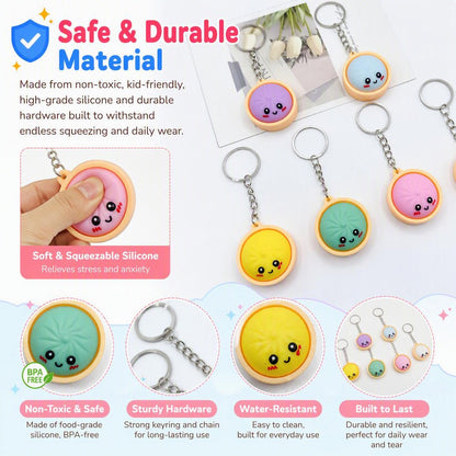 🥟Cute dumpling-shaped push-button stress-relieving keychain