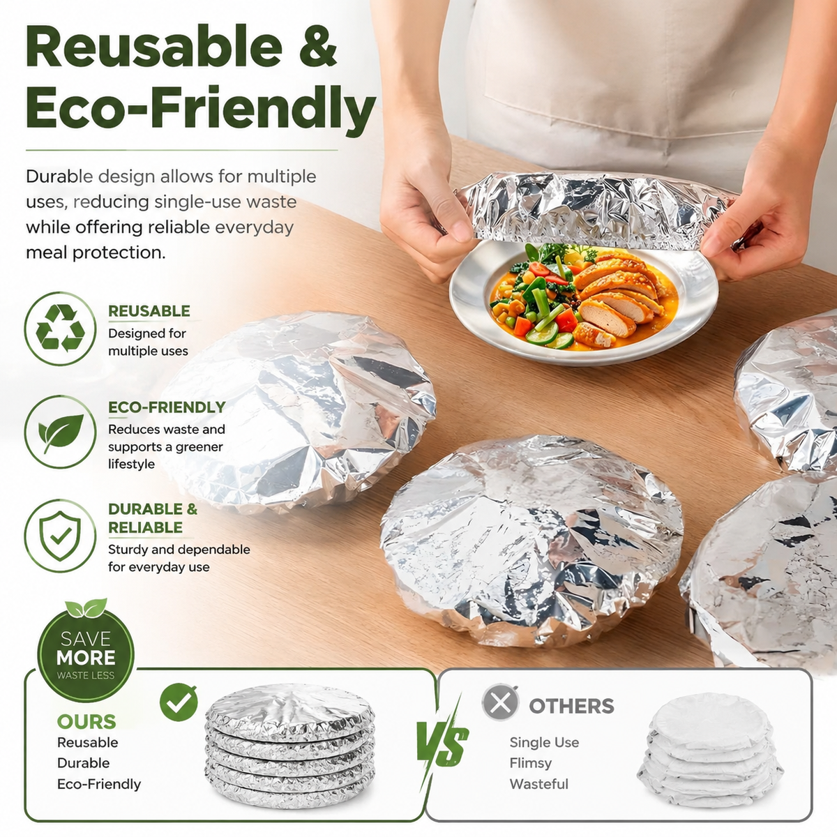 🍲🔥 Home dining table & food container aluminum foil heat-retaining cover