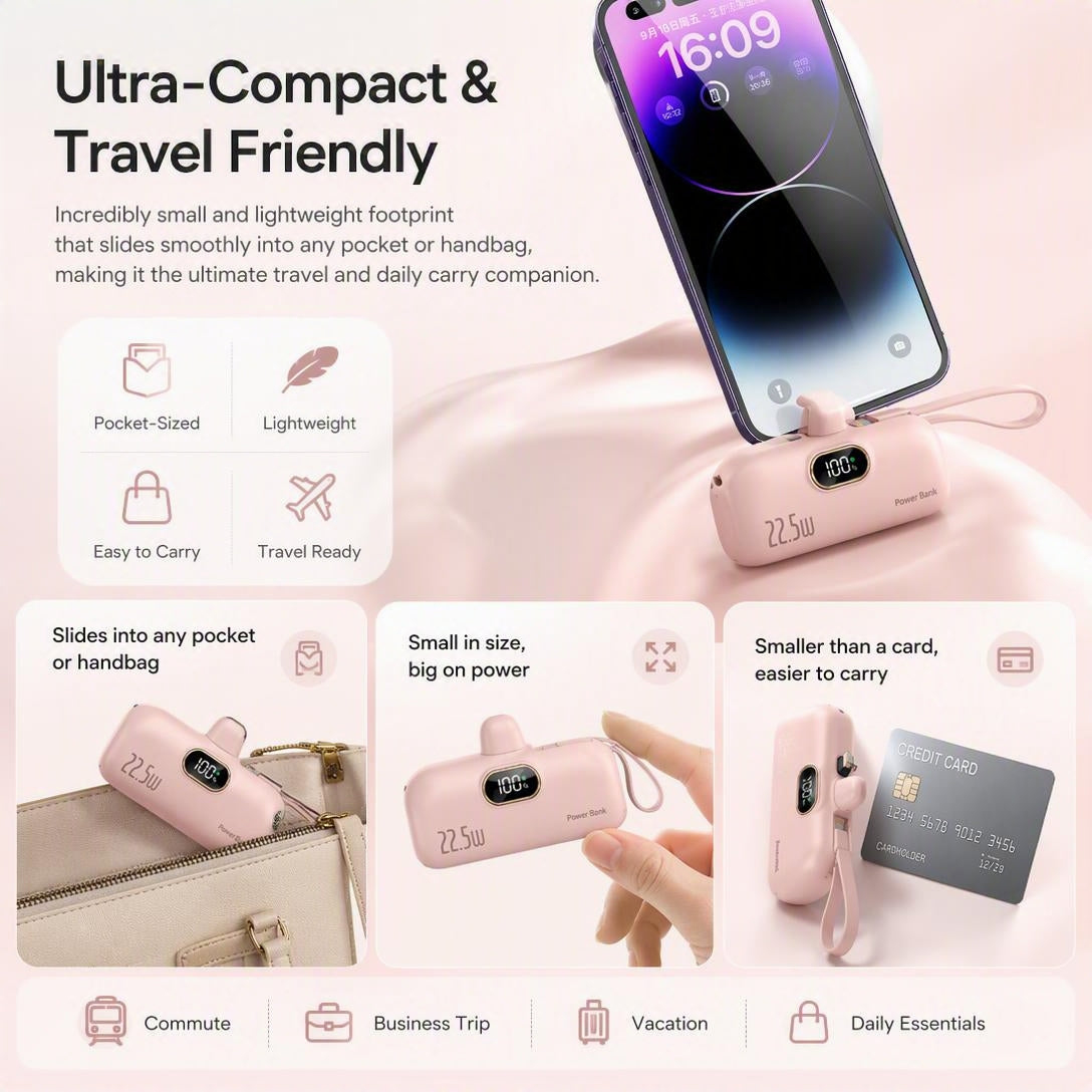 🔋5000mAh Mini Portable Power Bank