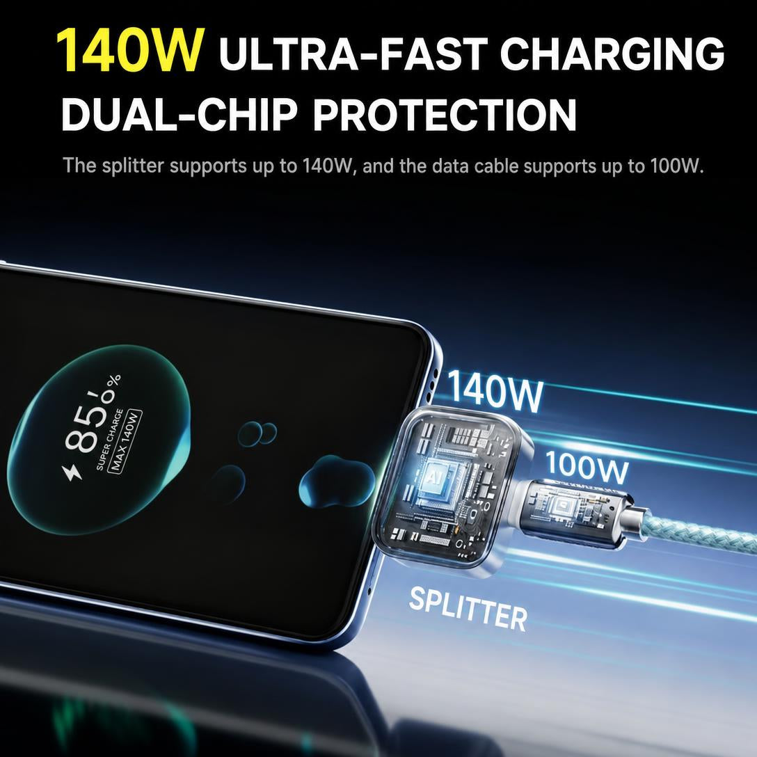 🔌⚡140W Smart Automatic Power-Off Charging Adapter