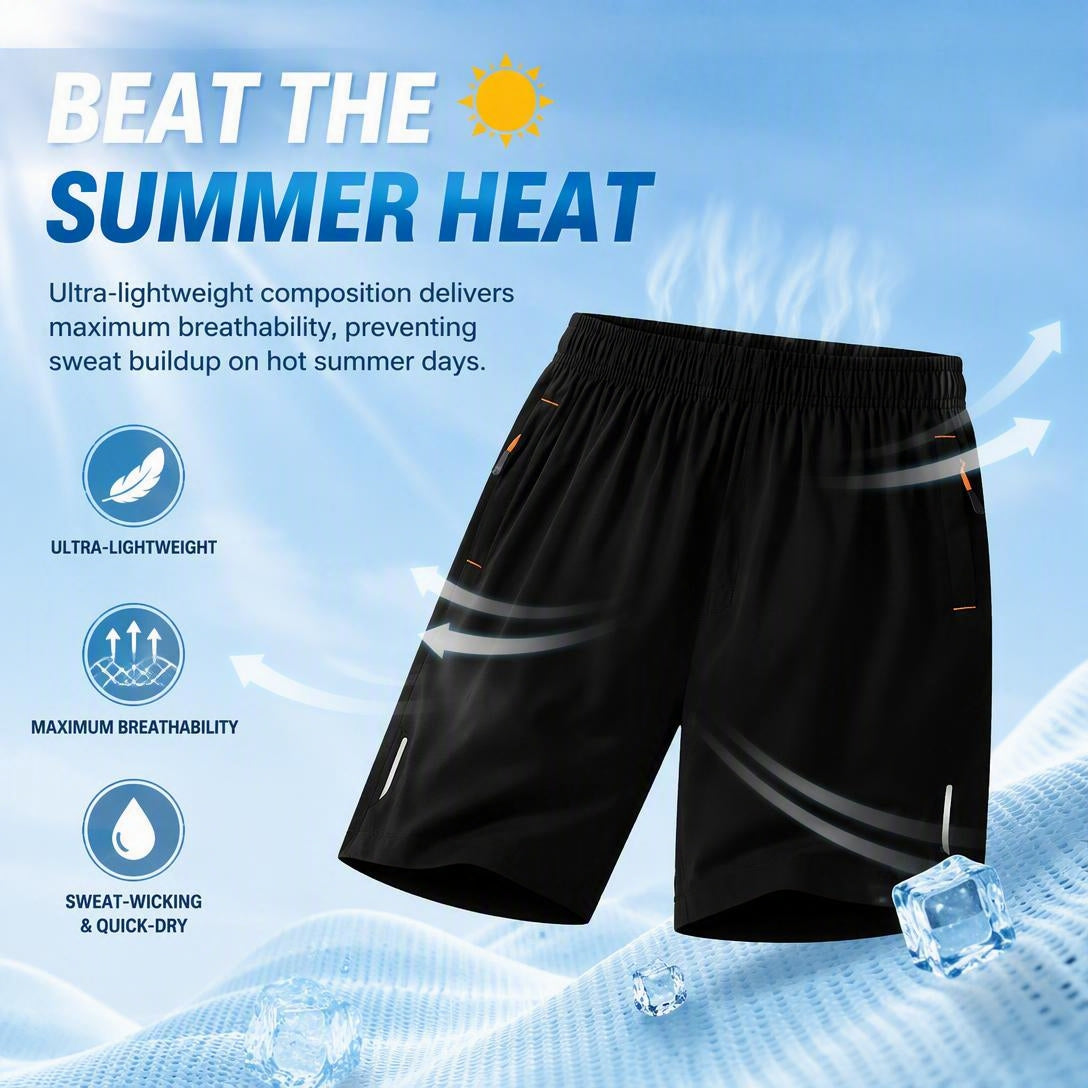 💥Summer Casual Men’s solid-color shorts with zippered pockets