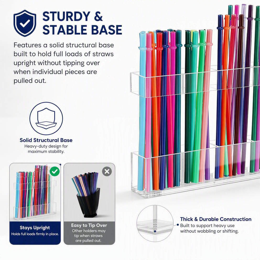 🗂️Multi-Grid Acrylic Drinking Straw Organizer