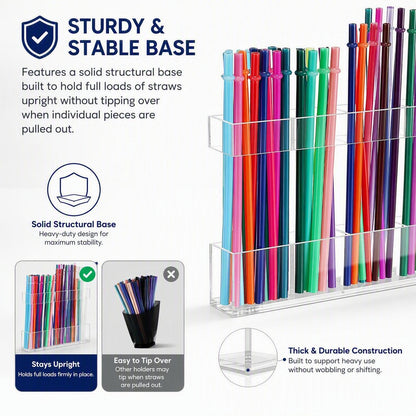 🗂️Multi-Grid Acrylic Drinking Straw Organizer