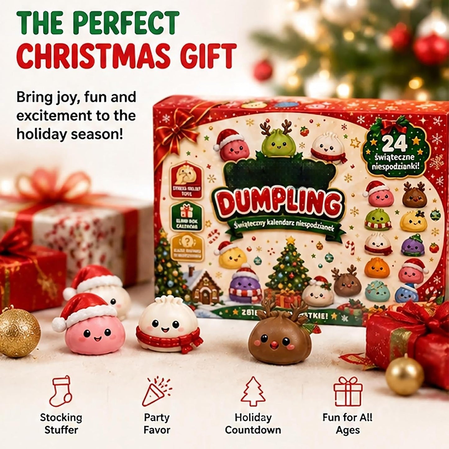 🎅 Countdown to Christmas: 24-Day Cute Dumpling Squishy Toy Advent Calendar 🎄🧸