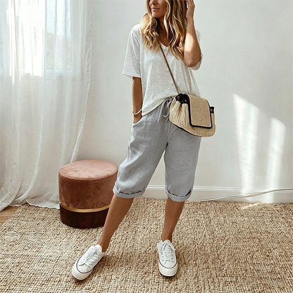 👖 Women's Casual Cotton Linen Capris